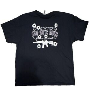 Old Guys Rule Gun Graphic Heavy Cotton Black Men's T-Shirt XL Crew Neck